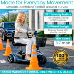 3 Wheel Mobility Scooter - Electric Long Range Powered Wheelchair - Image 3