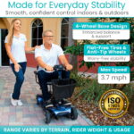 4 Wheel Mobility Scooter - Electric Powered with Seat for Seniors - Image 3