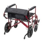 Aluminum HD Red Transport Chair - Image 3